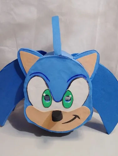 Máscara do Sonic (de Papelão e EVA) - Trenzinho da Alegria -