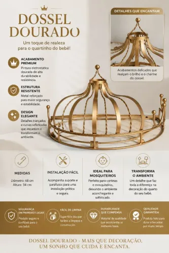 Dossel Metal Dourado Coroa
