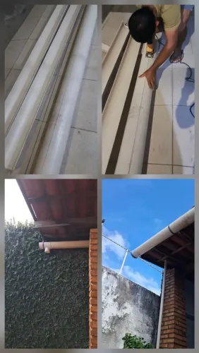 Calha de pvc  de 6m de 150mm completa com 6 suporte de ferro e fechamento das extremidades