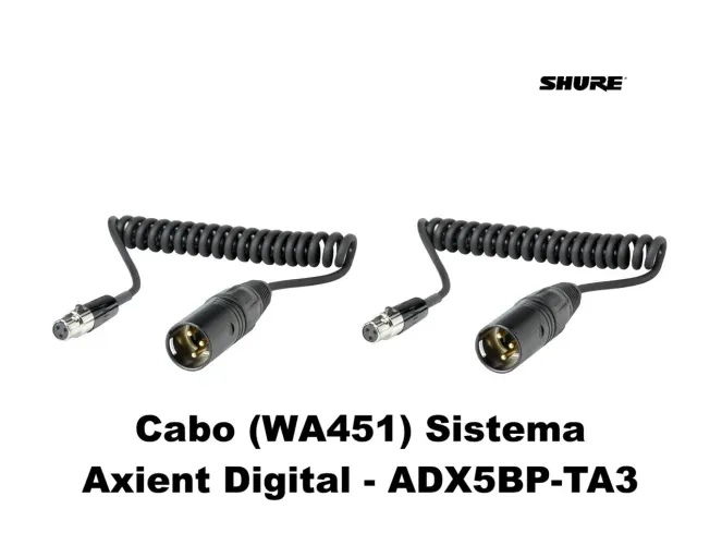 2 Cabos XLR / TA3F Original Shure Para o Receptor Axient Digital ADX5D