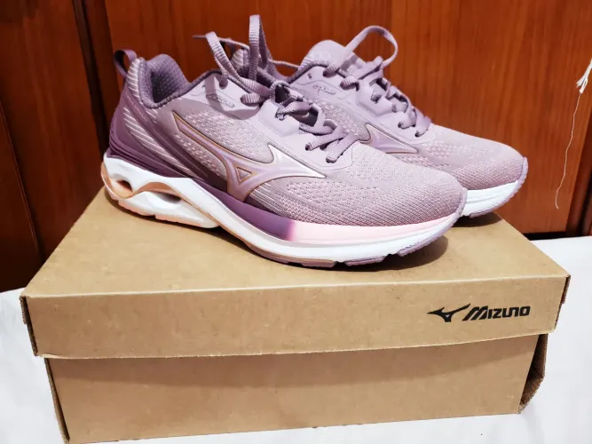  Tênis Feminino Mizuno Wave Dynasty 7 Mesh Roxo Claro Roxo