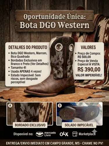 Bota DGO cor café, tamanho 41