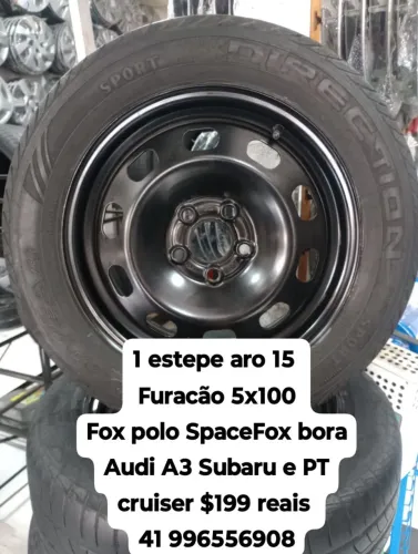 Roda estepe aro 15 Fox polo SpaceFox bora Audi A3 Subaru e PT cruiser. Roda e pneu pronto 