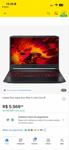 Notebook Acer Nitro 5 Gamer | i5 9300H |