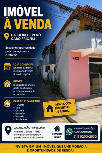 Venda: Loja Comercial + Kitnet + Casa - Cajueiro/Peró