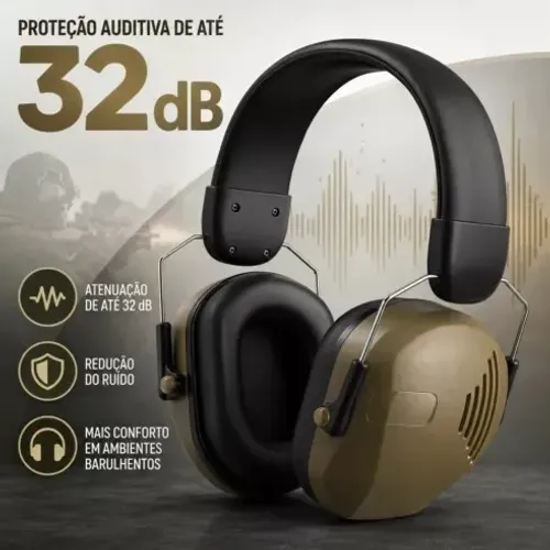 Fone Protetor Abafador Marrom 32dB Tiro TDAH Autismo