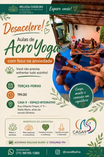 Aulas de Hatha Yoga e AcroYoga em Stella Maris