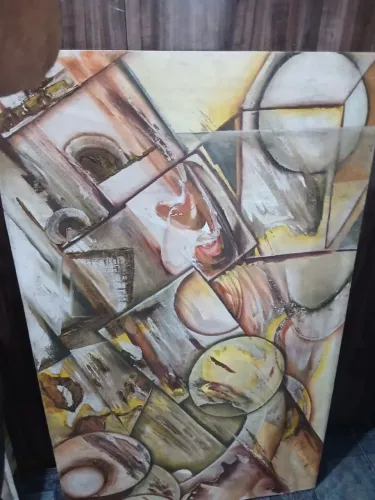 Quadro Painel Abstrato Geométrico - Pintura Óleo/Acrílica Sobre Tela (130x80cm)