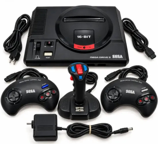 SEGA MEGA DRIVE II 16-BIT TEC TOY + 2 CONTROLES ORIGINAIS + MANCHE TRAUBER