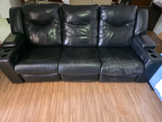 Marca plenitude Sofa retrátil de couro, 3 lugares,inclinavel,