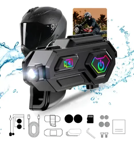 Fone De Ouvido Bluetooth Capacete Moto À Prova D'água C/ Câmera