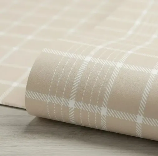 Papel de Parede Xadrez Bege Italiano Rolo de 10m