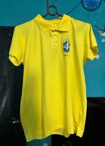 camiseta feminina polo brasil amarela gg
