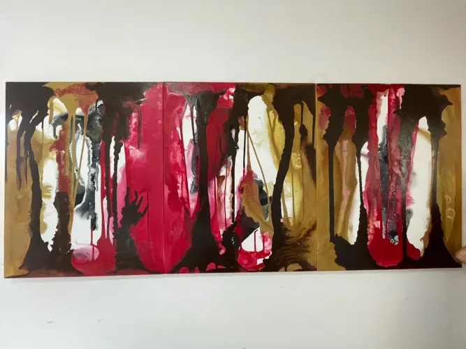 Quadro Tríptico Abstrato Moderno (2,40m x 1,00m)
