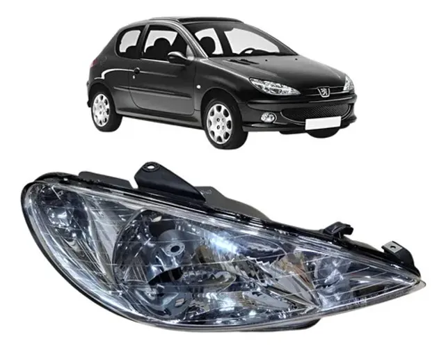 Farol Peugeot 206 2004 2005 2006 Simples Mascara Cromado