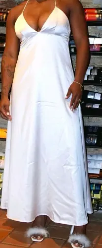 vestido cetim branco longo g