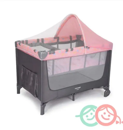Berço Portátil Luck 2 Posições de Altura Mosquiteiro Rosa Boreal Voyage
