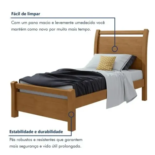 Cama Solteiro Reali MDF Moderna