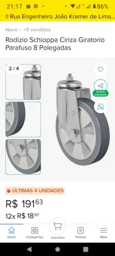 Vendo 4 rodízios/rodasgiratórias