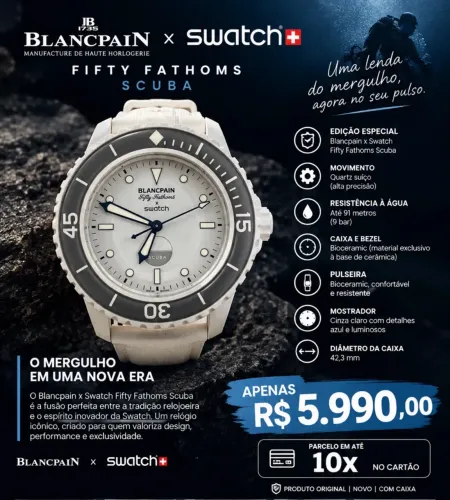 Relógio Blanc Paim Branco Automático Scuba