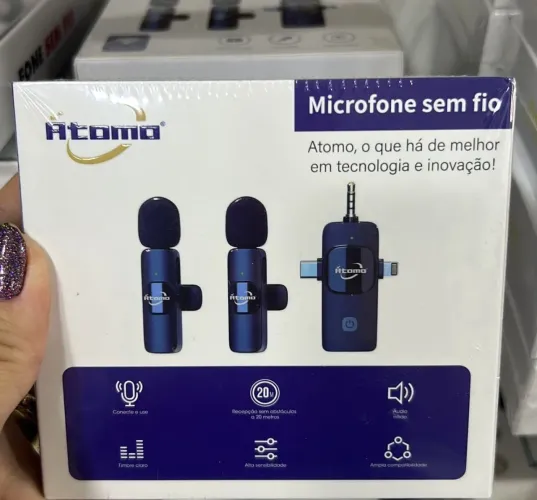 Microfone lapela duplo sem fio