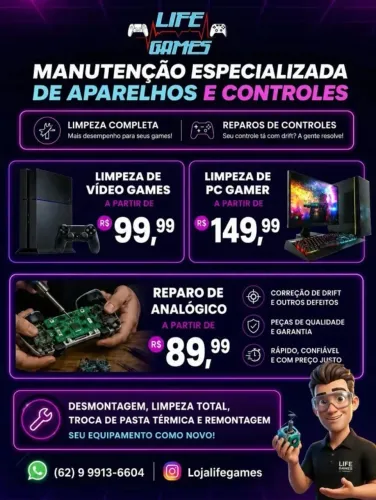 Limpeza com substituição de Pasta térmica + Reparo de Analógico de controle puxando