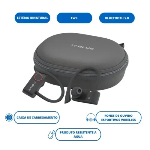 Fone bluetooth com Encaixe na orelha perfeito para Atividade Física Academia