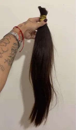 Cabelo Humano Castanho Liso 90 gramas - 44 centímetros