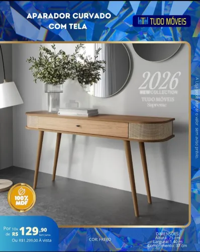 Aparador curvado com tela 100% MDF 