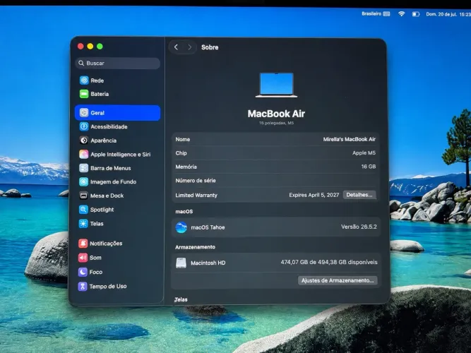 MacBook Air 15? M5 16GB RAM 500GB SSD | Estado de Novo | Garantia Apple