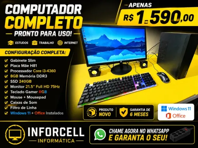 Pc Slim Completo Intel Core i5-3470 8gb Memoria Ssd 240 Tela 22 