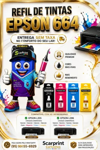 Refil de tintas Epson modelo l200 l355 l396 e cia entrega sem taxa 