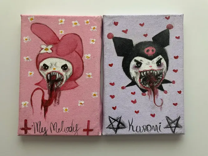 Quadros da Kuromi e My Melody 15cm