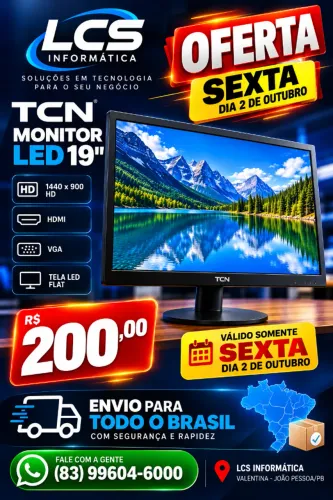Monitor Novo 19' Polegadas HDMI VGA