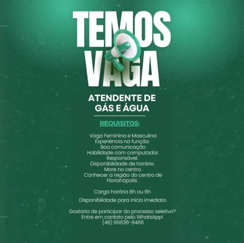 Vaga para atendente 