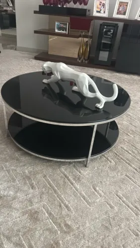 Mesa de centro em inox e vidro