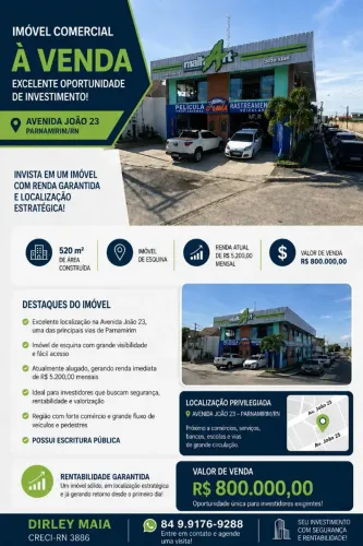 VENDO IMÓVEL COMERCIAL EM PARNAMIRIM
