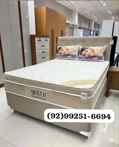 cama queen ortobom base e colchão