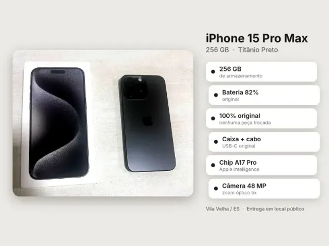 iPhone 15 Pro Max 256GB - Titânio Preto