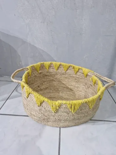  Cesto de Fibra com Alça Açafrão