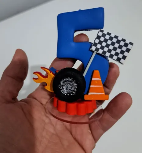 Vela aniversário Hot Wheels - 5 anos
