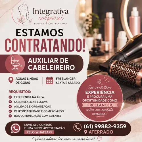 Auxiliar de cabeleireiro Águas Lindas de Goiás