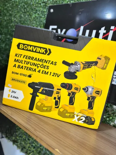 Kit de Ferramentas Multifunções a Bateria 4 em 1 21V - BOMVINK BOM-9760 - PRODUTO NOVO