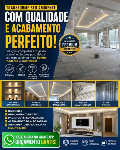 GESSO COMUM E DRYWALL DE ALTA QUALIDADE