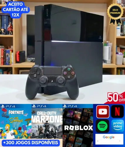 OPORTUNIDADE! PS4 BLACK PIANO + 300 JOGOS DISPONÍVEIS.