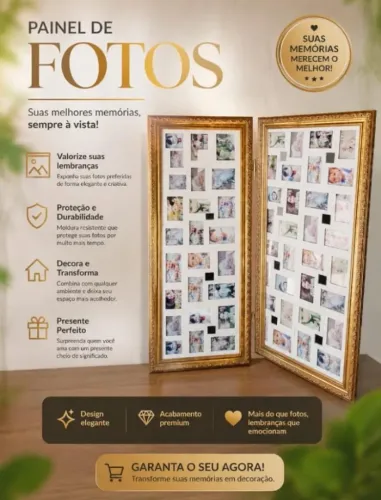 PAINEL DE FOTOS - MOLDURA LUXO 16 FOTOS