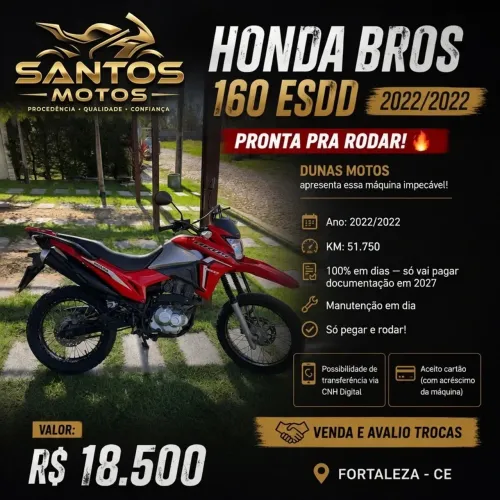 HONDA BROS 160 ESDD ANO 2022 KM52.000