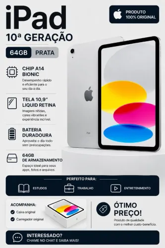 Otima oportunidade  IPAD 10 pouco tempo de uso