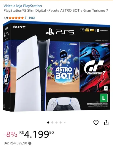 PS5 SLIM DIGITAL 856GB PACOTE GRANTURISMO ASTRO ! 