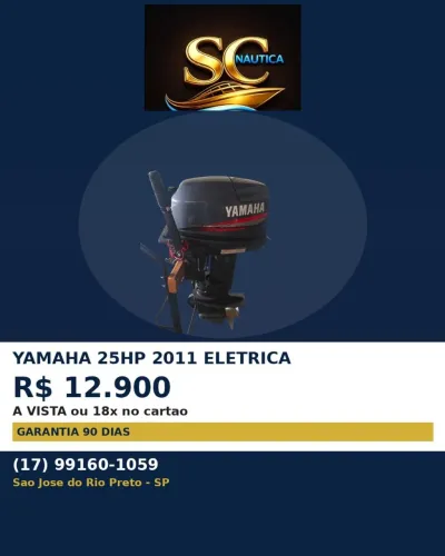 Motor de Popa 25HP Partida Elétrica Mercury 2011